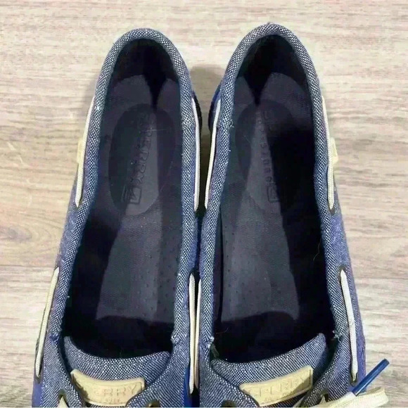 Sperry Lightweight Canvas Fabric Boat Shoes Slip On Loafers Blue White Size 9 - Picture 5 of 9
